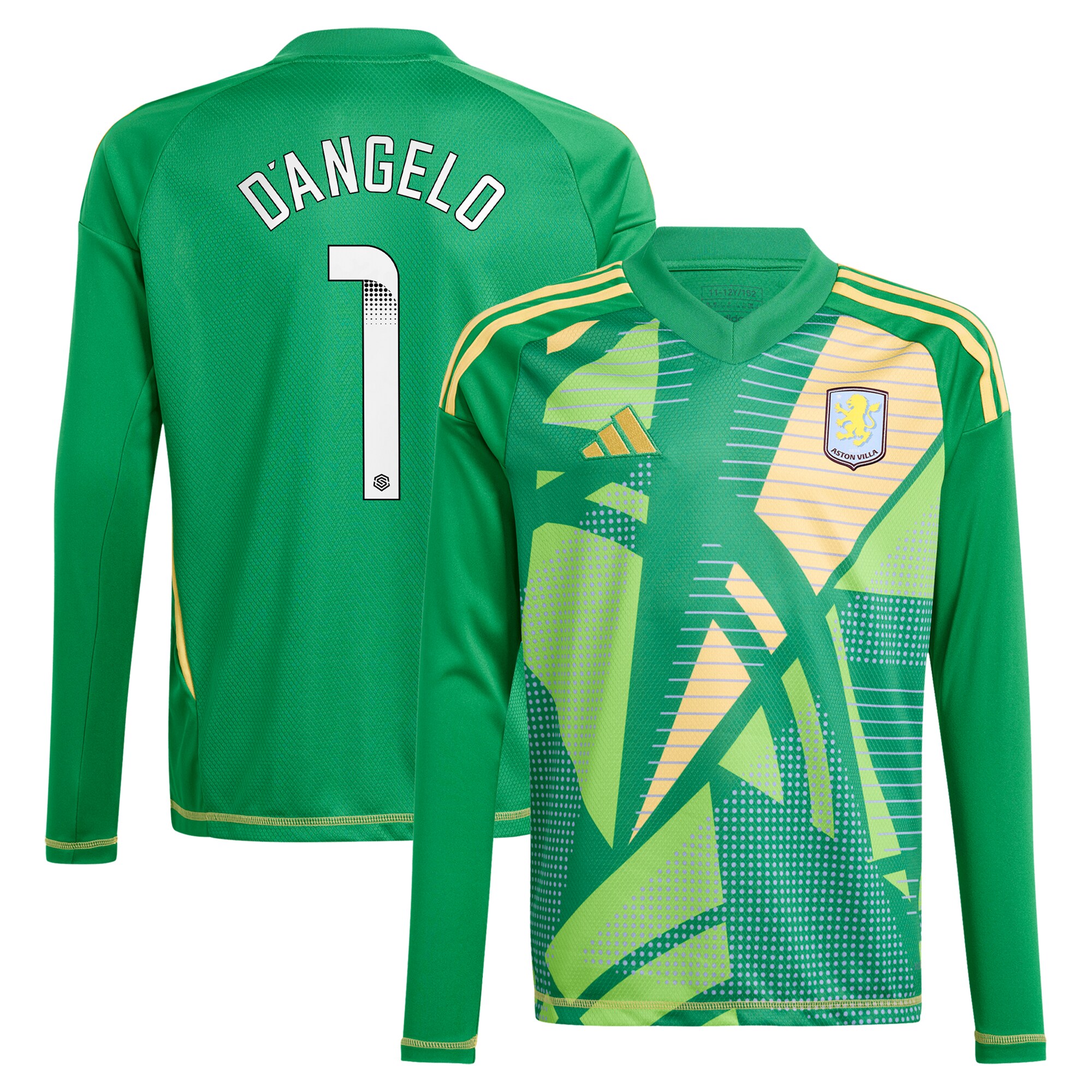 aston villa wsl adidas goalkeeper shirt 2024-25 – long sleeve – kids with dangelo 1 printing – 202712206-01 Collection | Official Aston Villa Jerseys for Fans