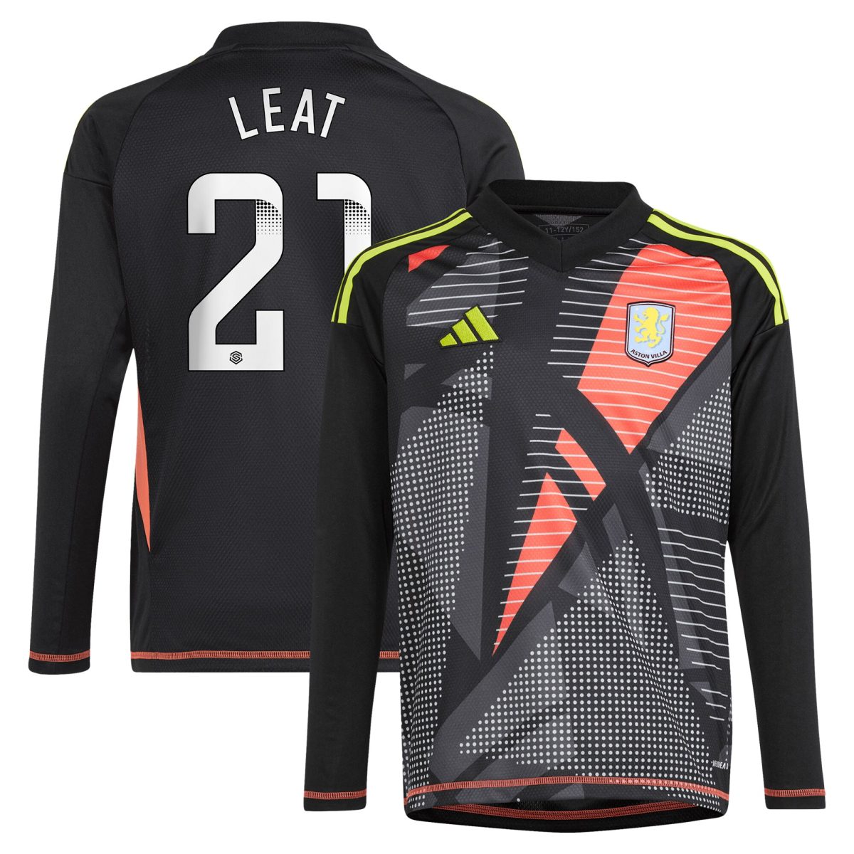 aston villa wsl adidas goalkeeper shirt 2024-25 – long sleeve – kids with leat 21 printing Collection | Official Aston Villa Jerseys for Fans