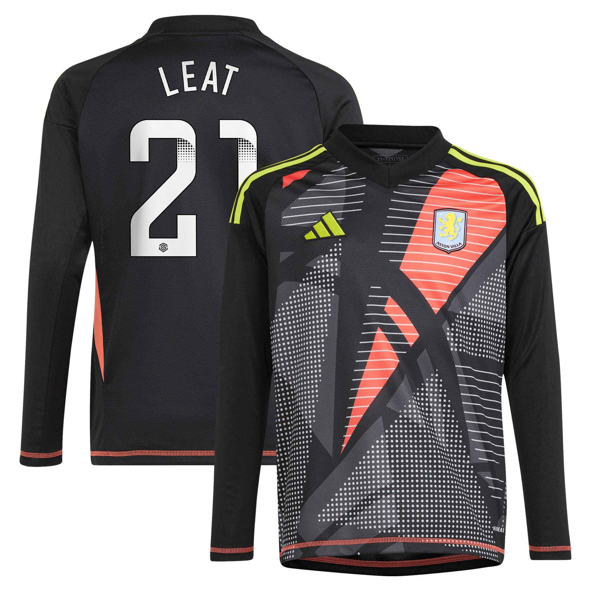 aston villa wsl adidas goalkeeper shirt 2024-25 – long sleeve – kids with leat 21 printing Collection | Official Aston Villa Jerseys for Fans