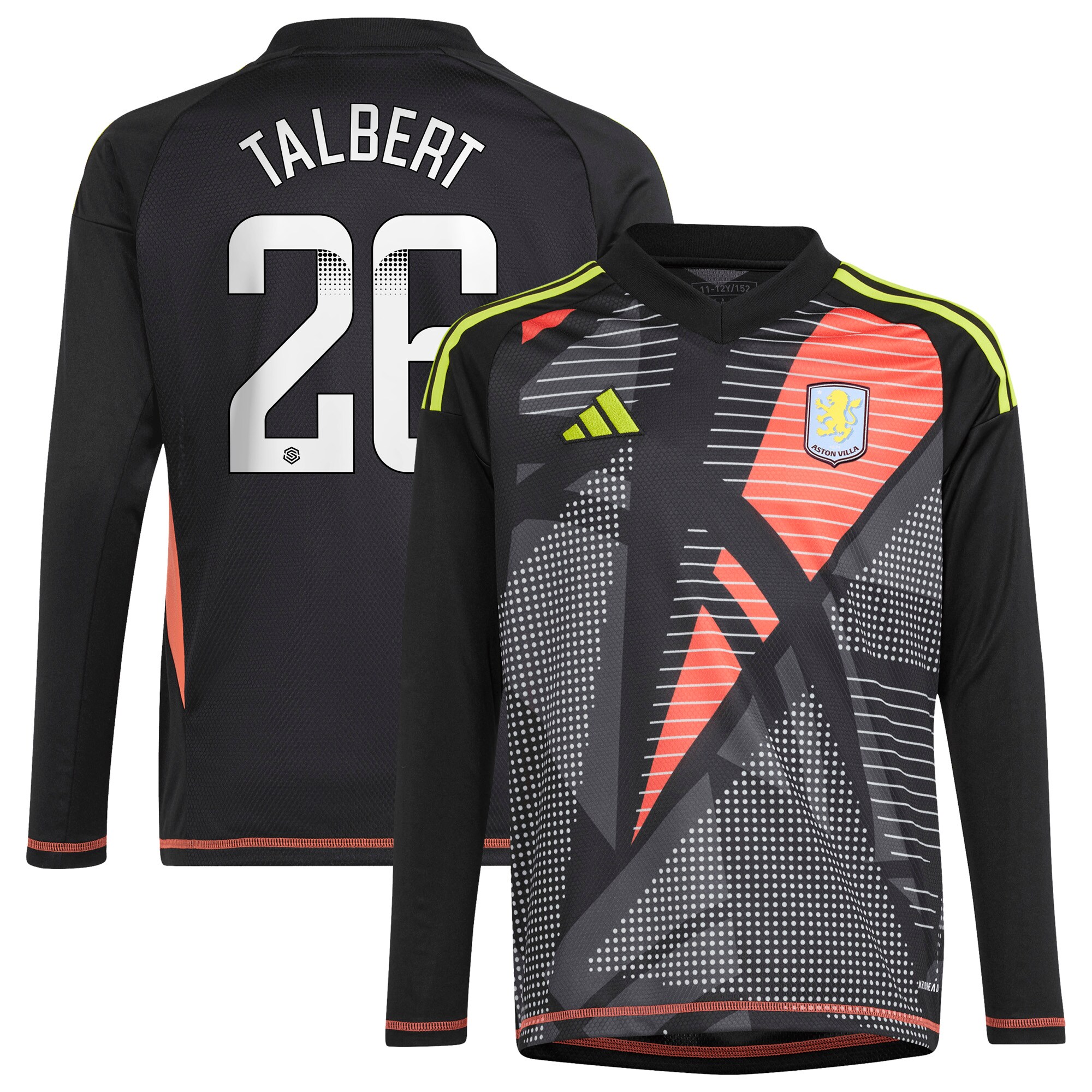 aston villa wsl adidas goalkeeper shirt 2024-25 – long sleeve – kids with talbert 26 printing Collection | Official Aston Villa Jerseys for Fans