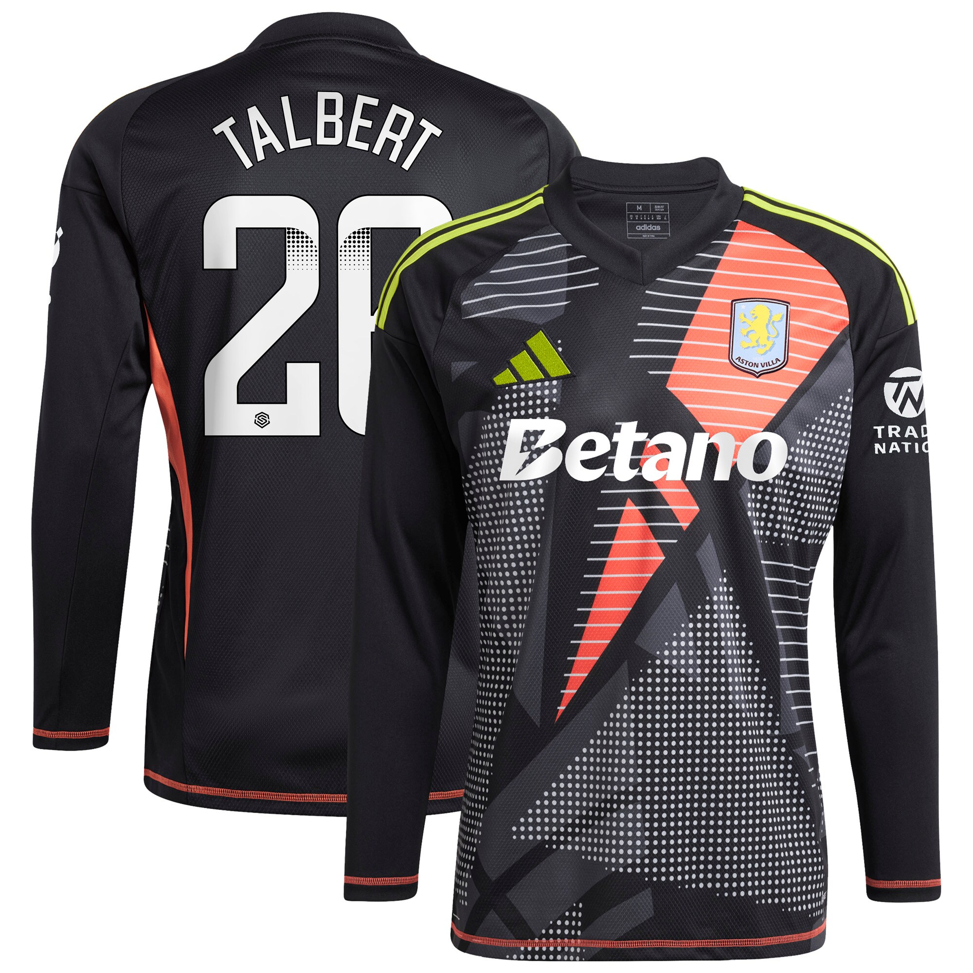 aston villa wsl adidas goalkeeper shirt 2024-25 – long sleeve with talbert 26 printing Collection | Official Aston Villa Jerseys for Fans