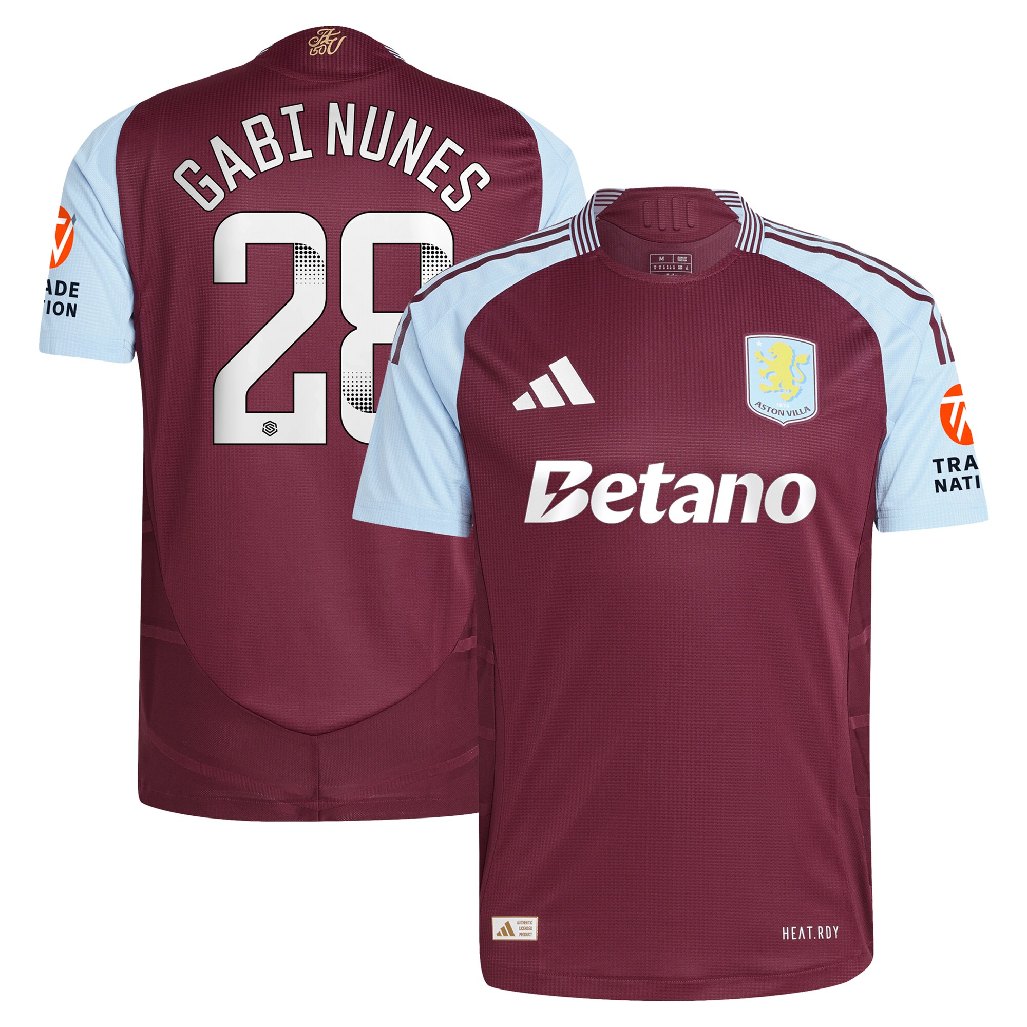 aston villa wsl adidas home authentic shirt 2024-25 with gabi nunes 28 printing Collection | Official Aston Villa Jerseys for Fans