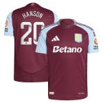 aston villa wsl adidas home authentic shirt 2024-25 with hanson 20 printing Collection | Official Aston Villa Jerseys for Fans