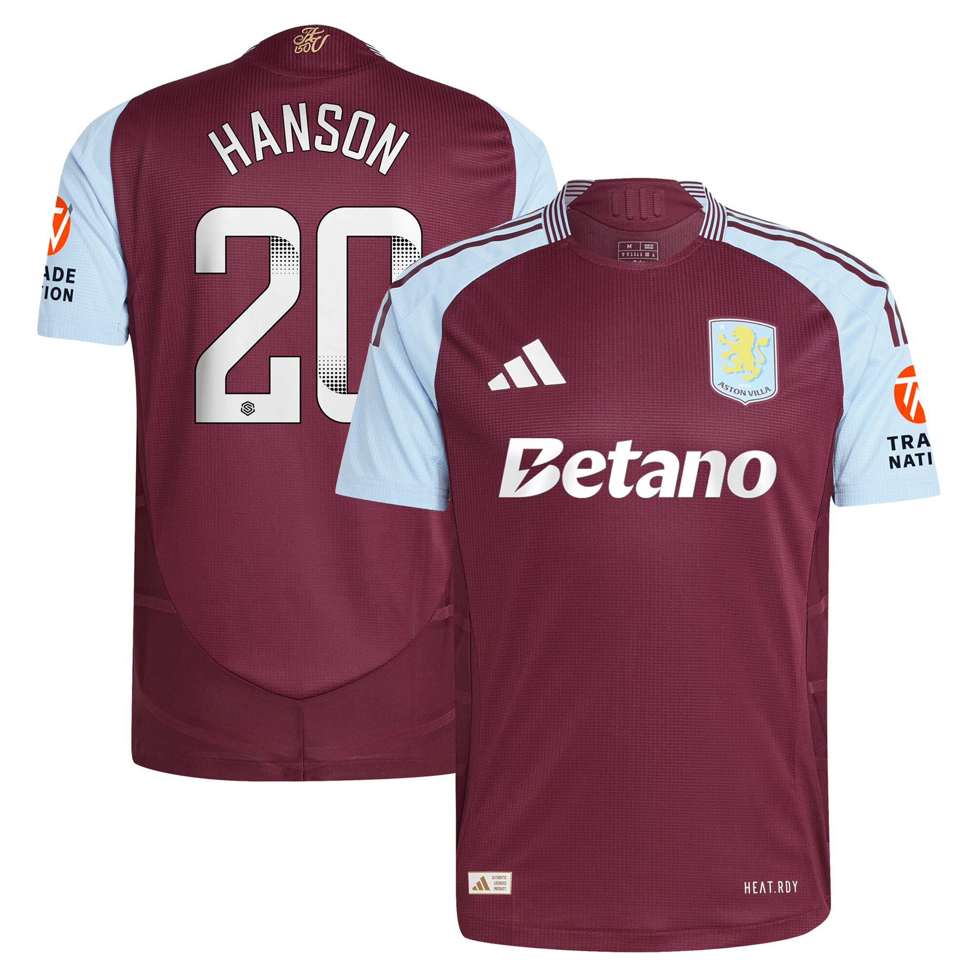 aston villa wsl adidas home authentic shirt 2024-25 with hanson 20 printing Collection | Official Aston Villa Jerseys for Fans