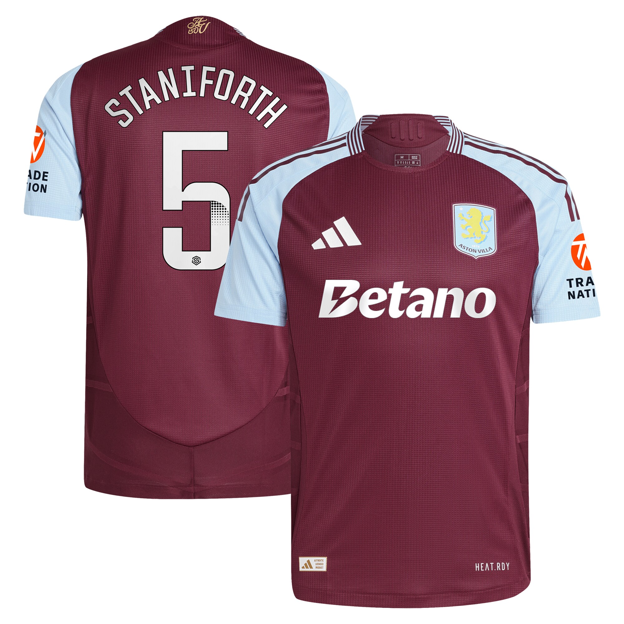 aston villa wsl adidas home authentic shirt 2024-25 with staniforth 5 printing Collection | Official Aston Villa Jerseys for Fans
