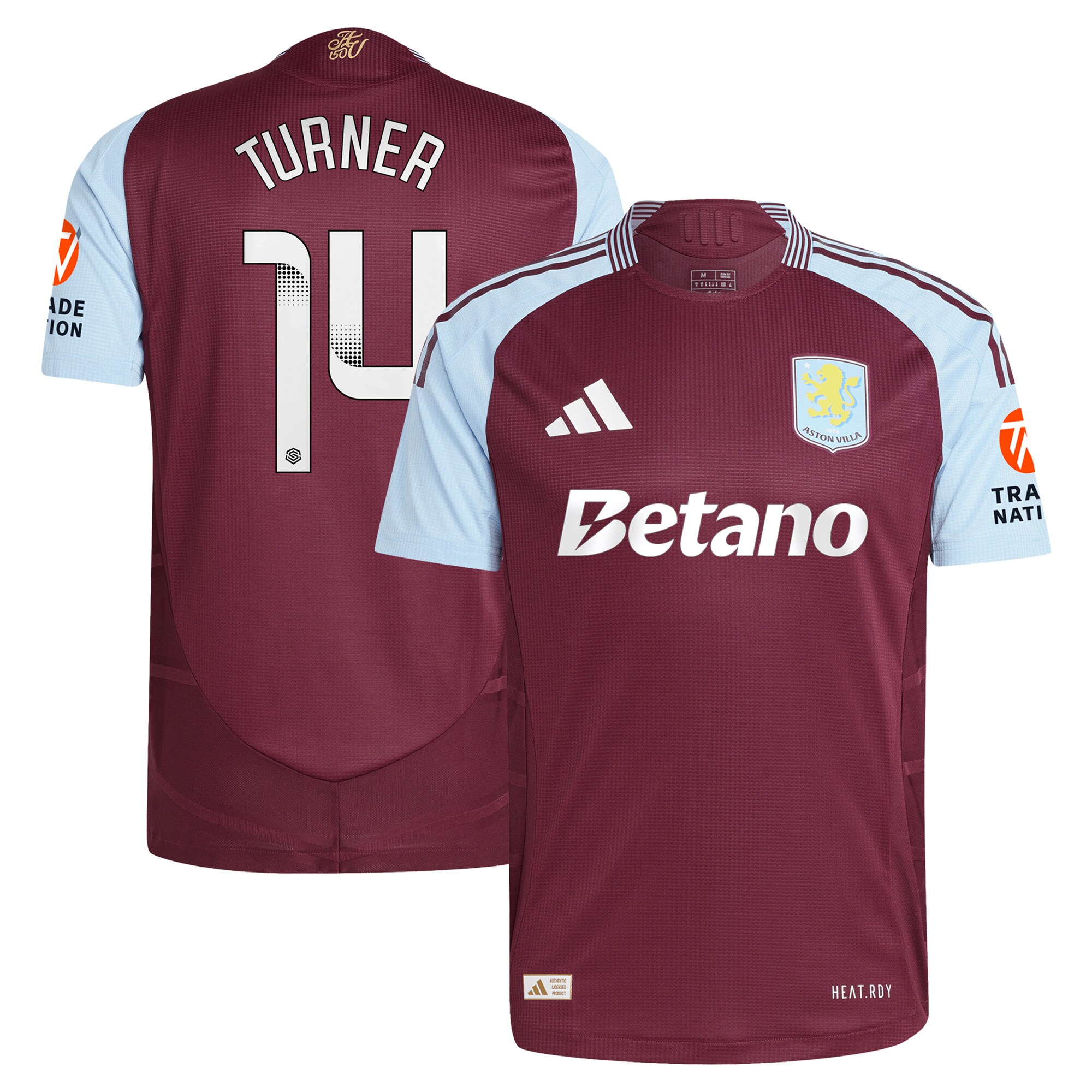 aston villa wsl adidas home authentic shirt 2024-25 with turner 14 printing Collection | Official Aston Villa Jerseys for Fans