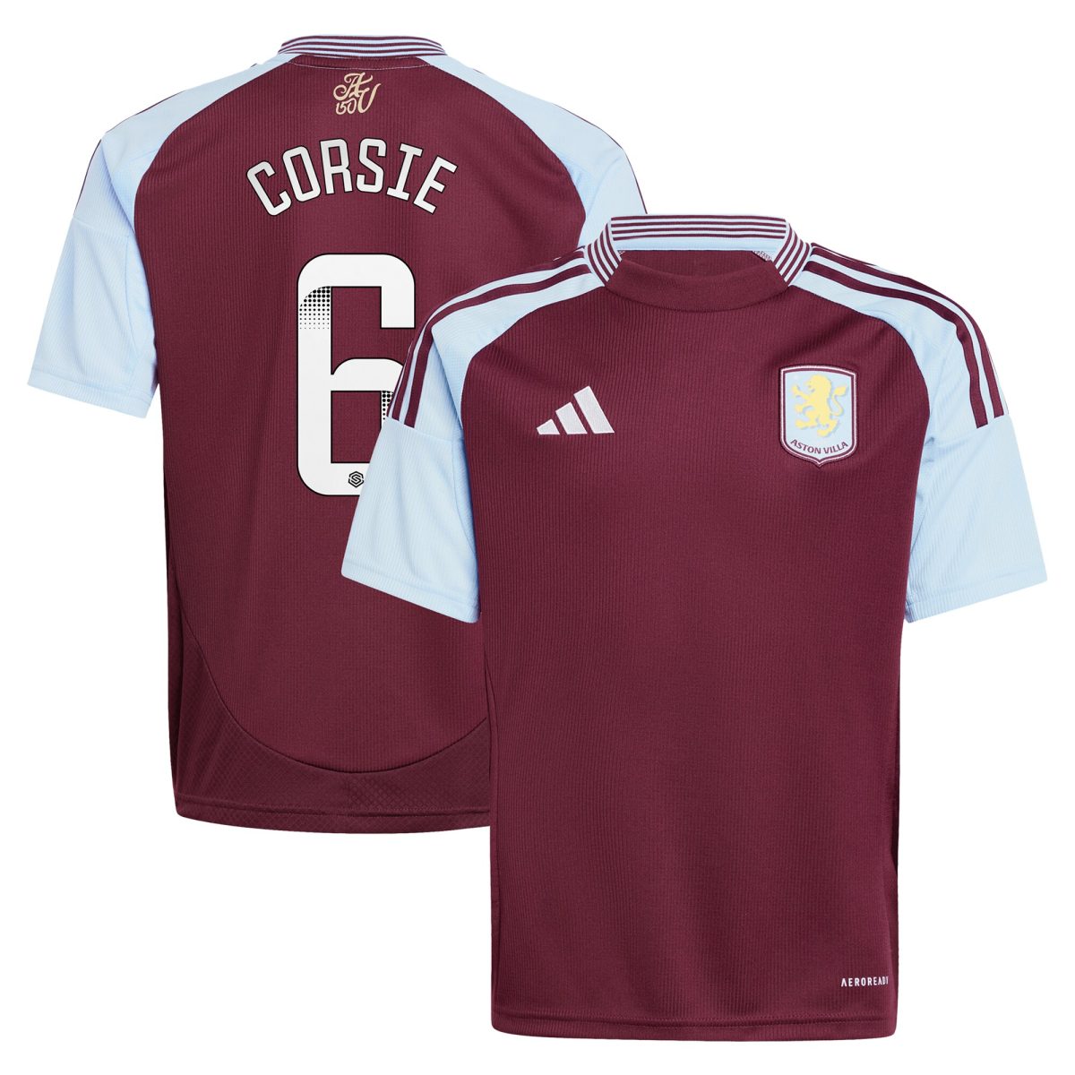 aston villa wsl adidas home shirt 2024-25 – kids with corsie 6 printing Collection | Official Aston Villa Jerseys for Fans