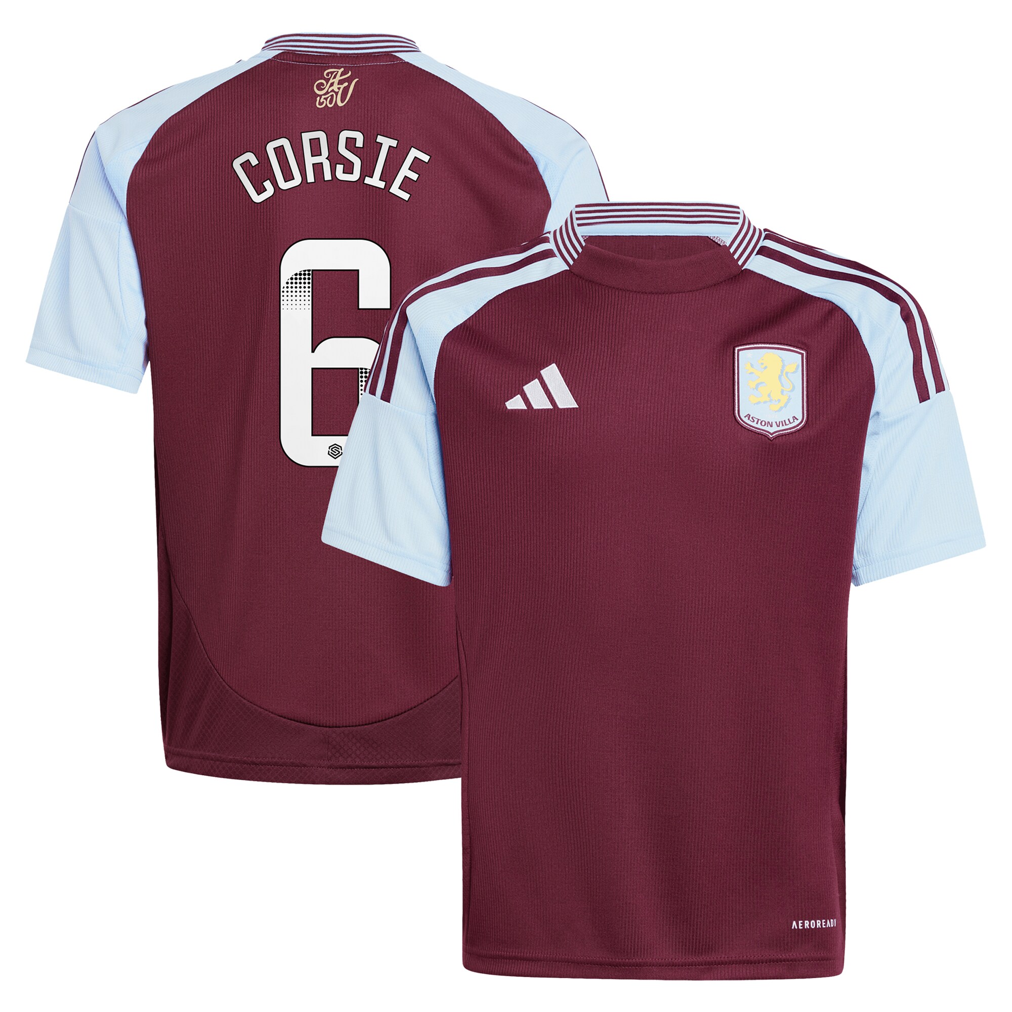 aston villa wsl adidas home shirt 2024-25 – kids with corsie 6 printing Collection | Official Aston Villa Jerseys for Fans