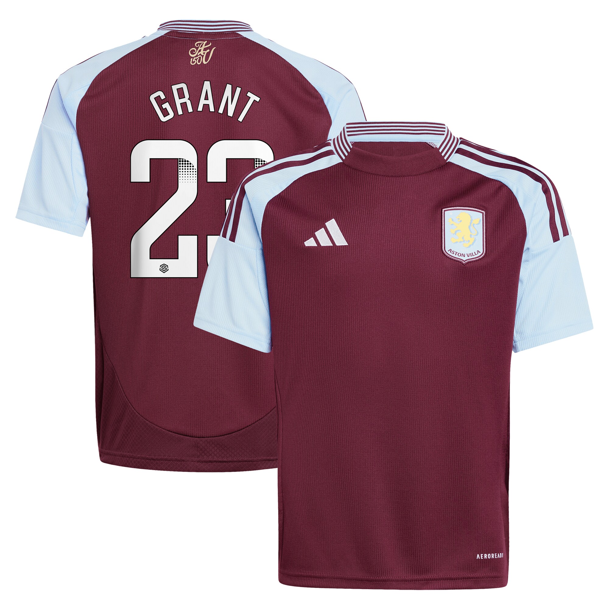 aston villa wsl adidas home shirt 2024-25 – kids with grant 23 printing Collection | Official Aston Villa Jerseys for Fans