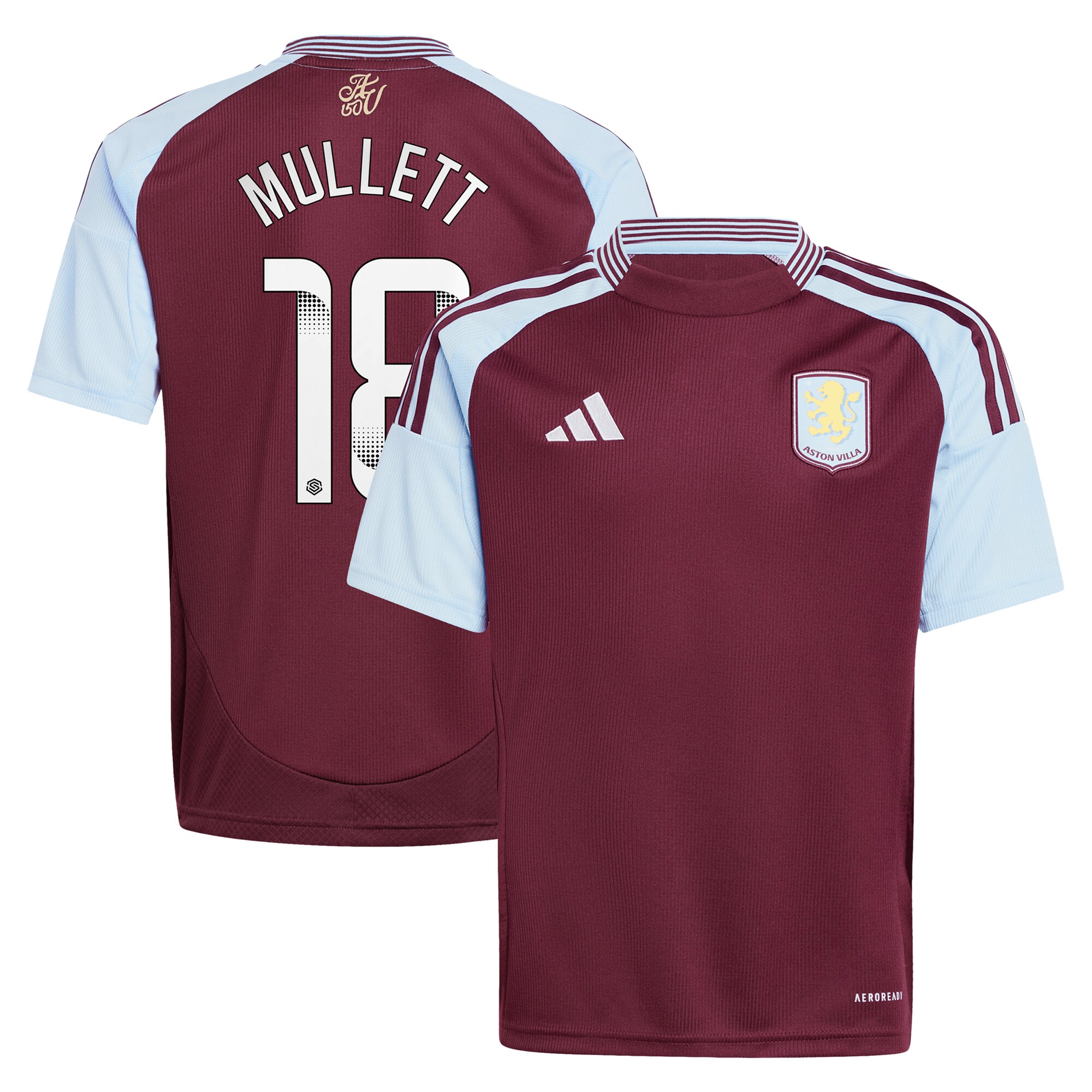 aston villa wsl adidas home shirt 2024-25 – kids with mullett 18 printing Collection | Official Aston Villa Jerseys for Fans
