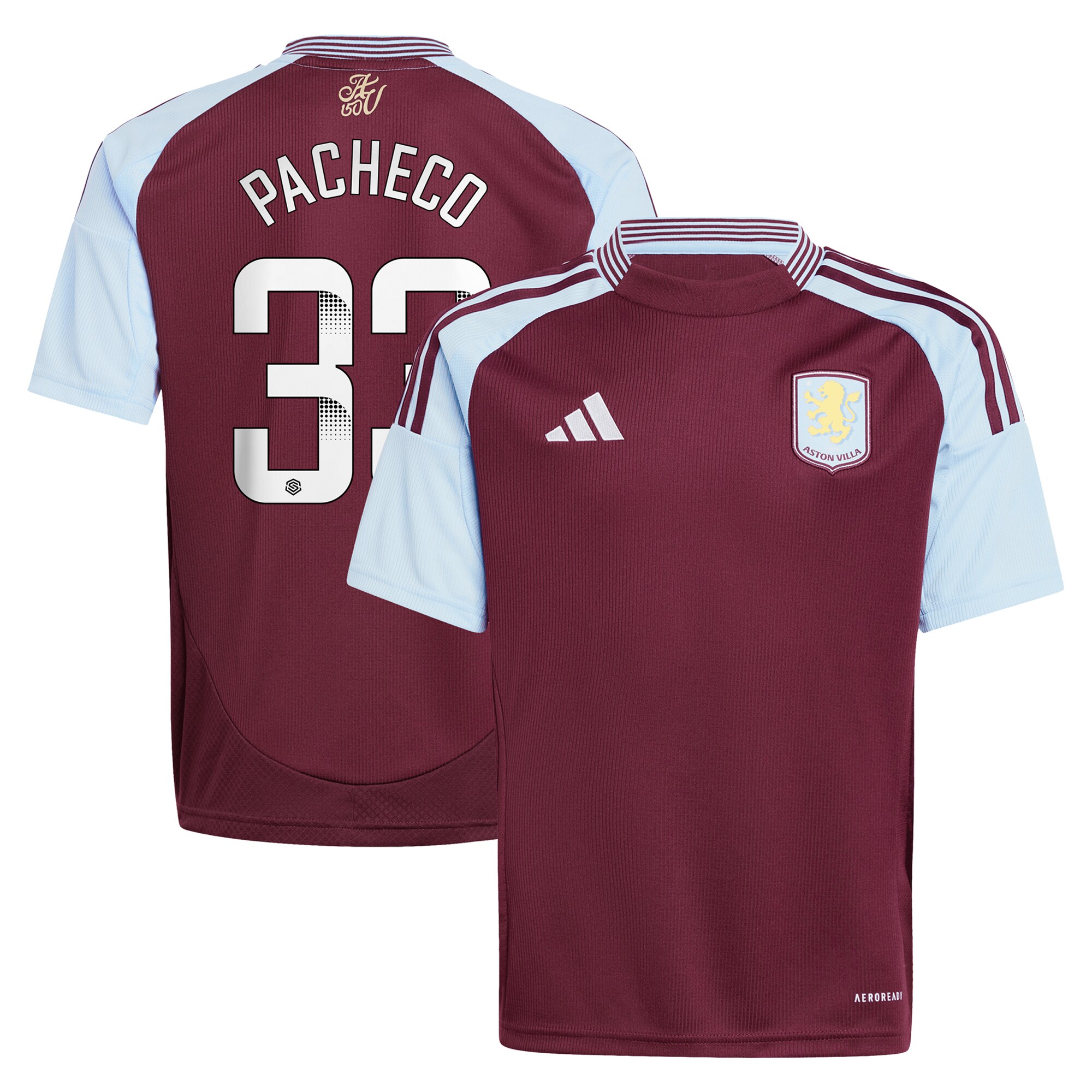 aston villa wsl adidas home shirt 2024-25 – kids with pacheco 33 printing Collection | Official Aston Villa Jerseys for Fans