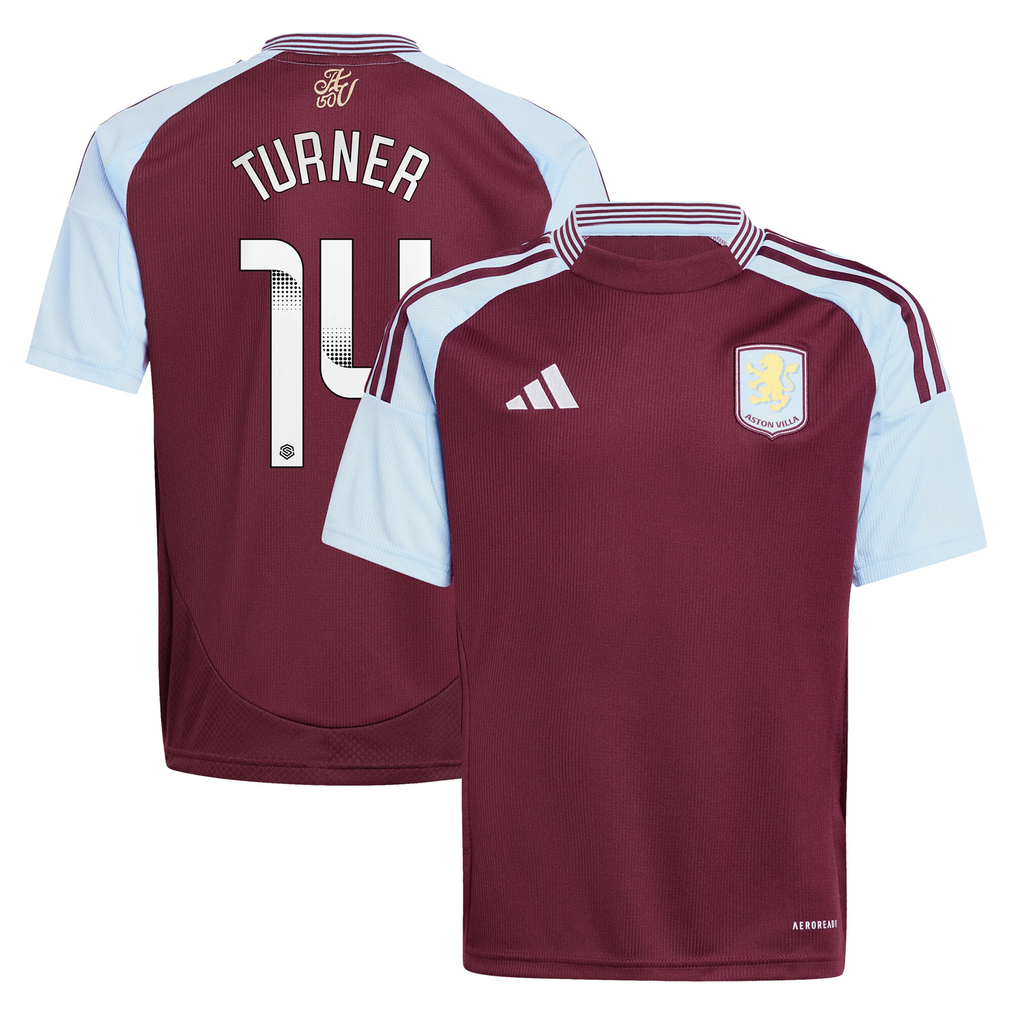 aston villa wsl adidas home shirt 2024-25 – kids with turner 14 printing Collection | Official Aston Villa Jerseys for Fans