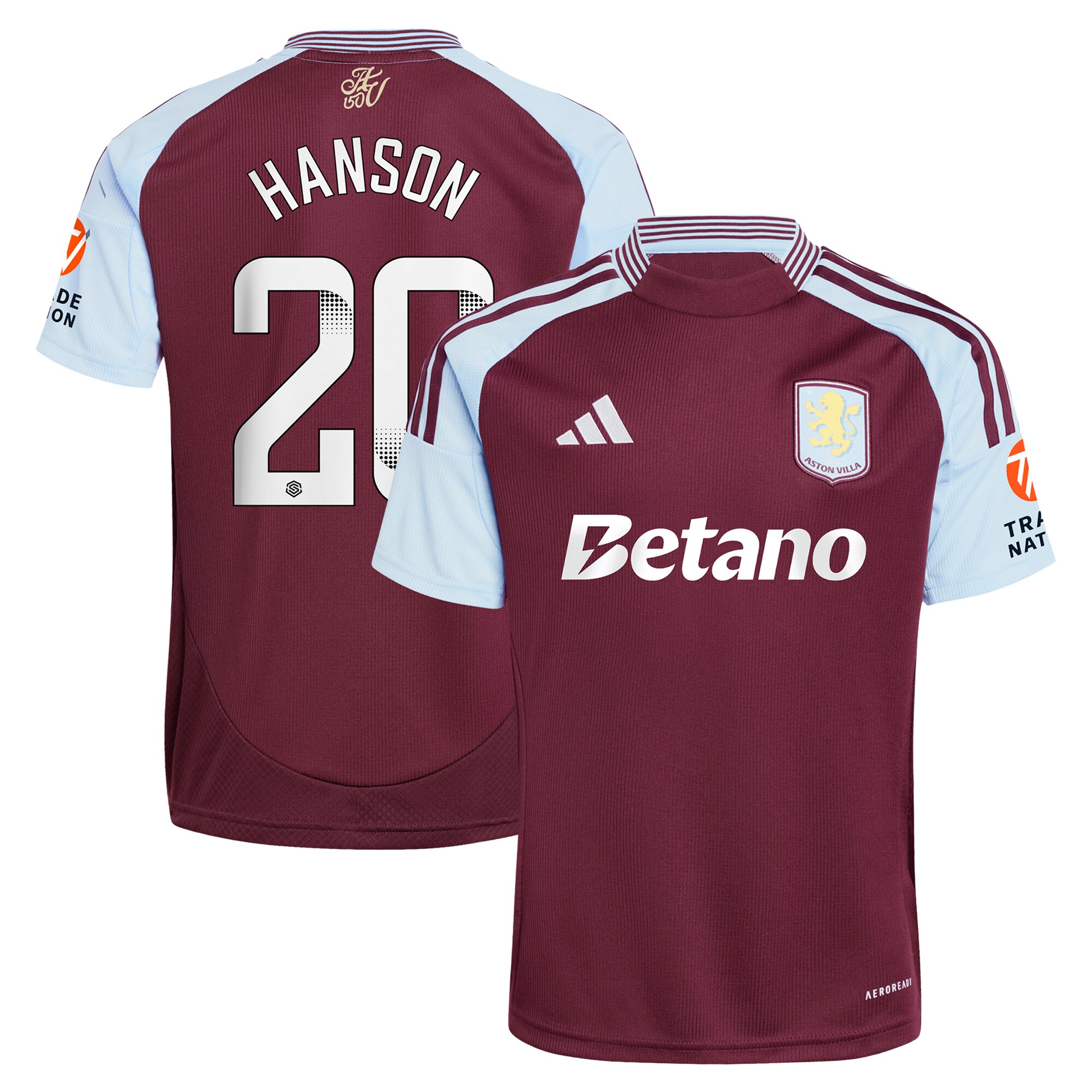 aston villa wsl adidas home shirt 2024-25 with hanson 20 printing Collection | Official Aston Villa Jerseys for Fans