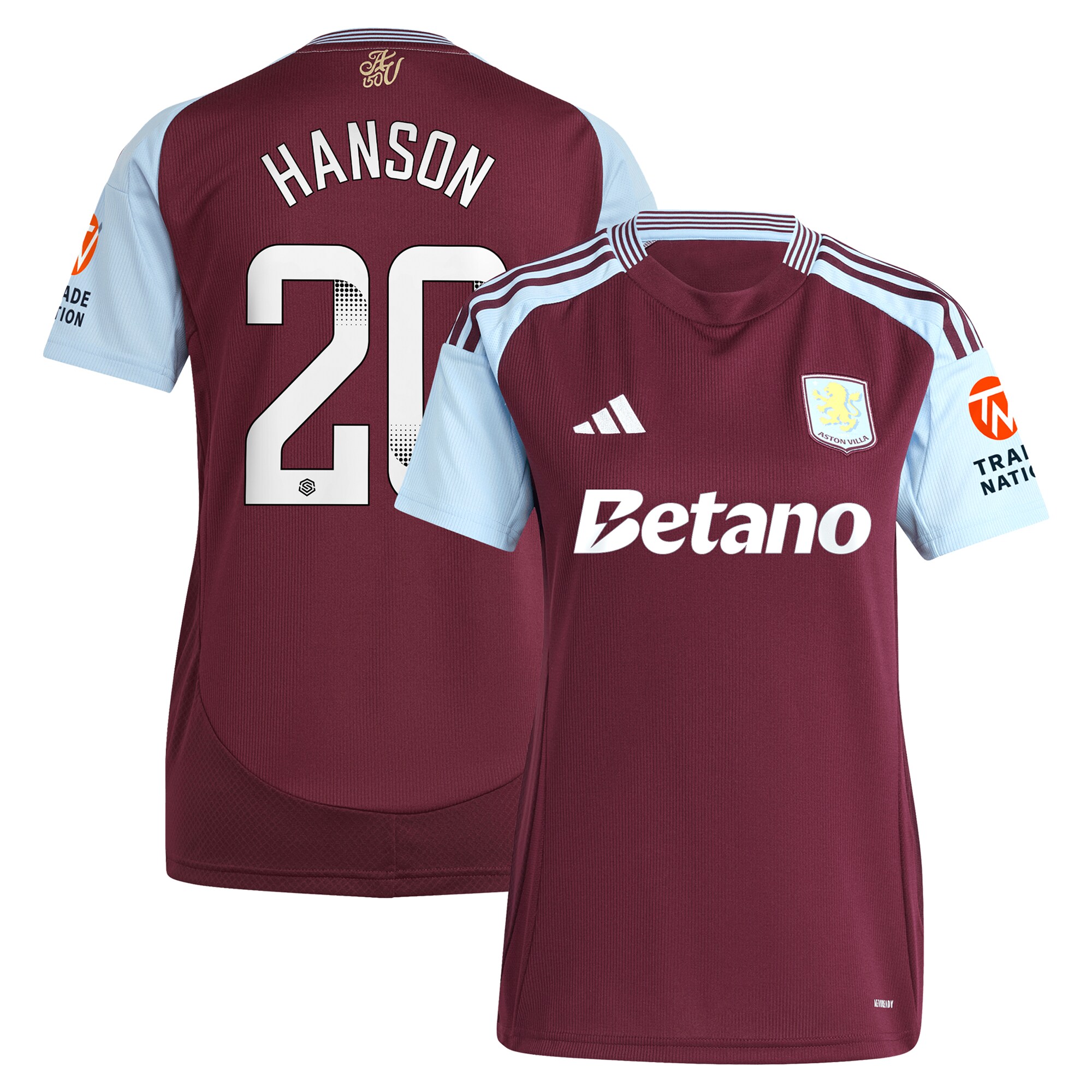 aston villa wsl adidas home shirt 2024-25 – womens with hanson 20 printing Collection | Official Aston Villa Jerseys for Fans
