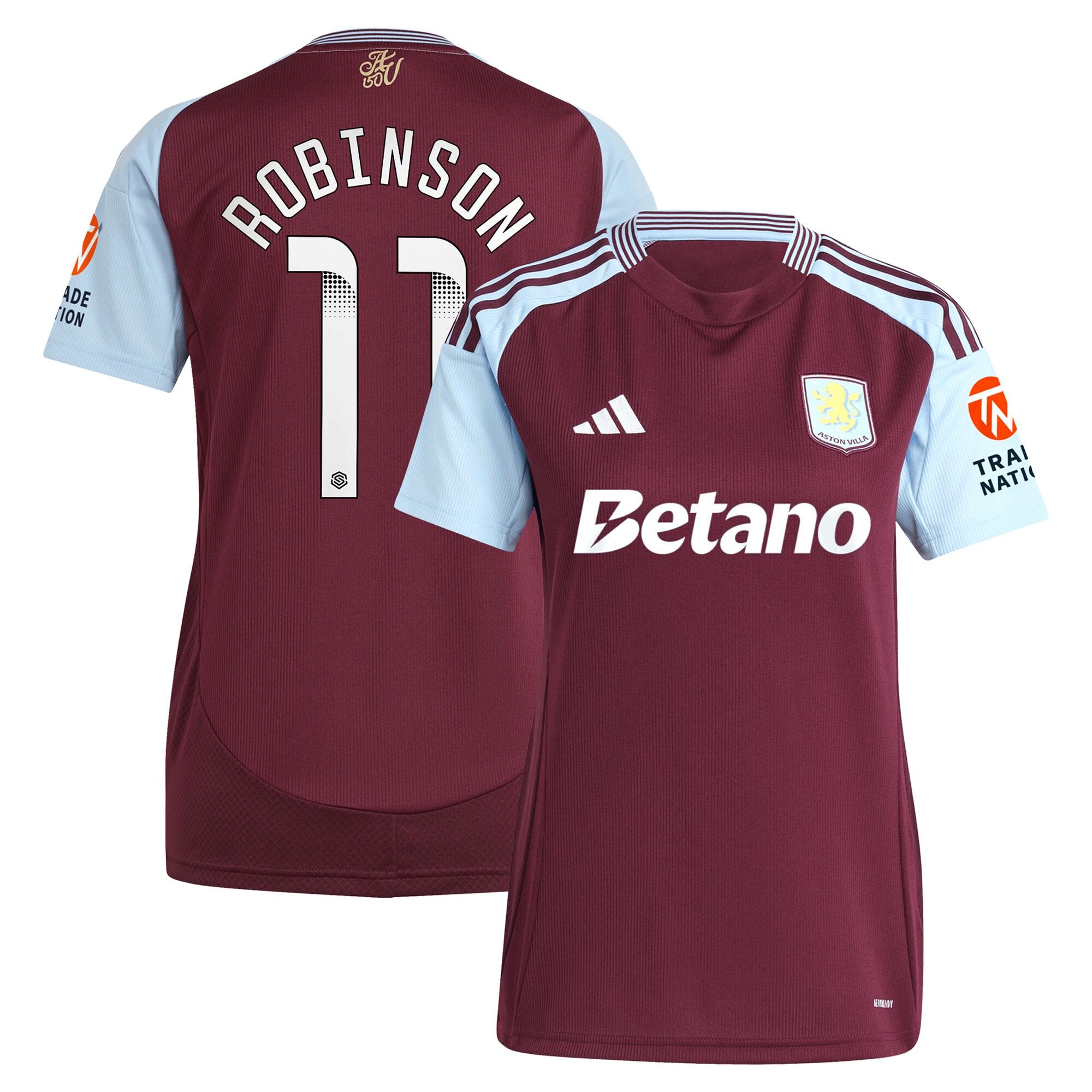 aston villa wsl adidas home shirt 2024-25 – womens with robinson 11 printing Collection | Official Aston Villa Jerseys for Fans