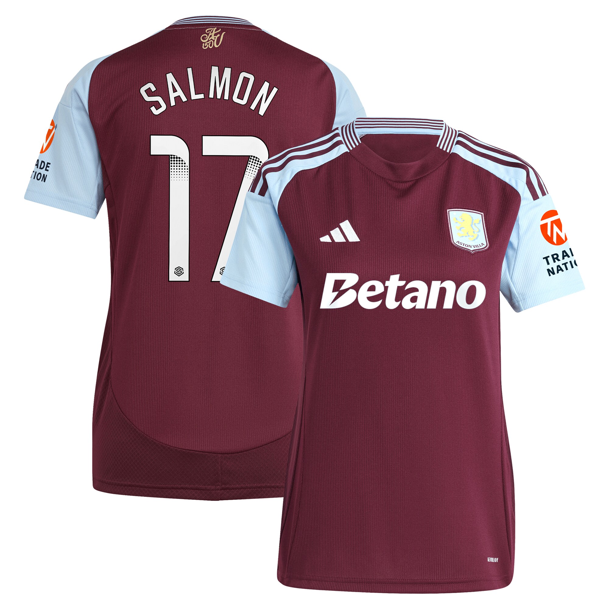 aston villa wsl adidas home shirt 2024-25 – womens with salmon 17 printing Collection | Official Aston Villa Jerseys for Fans